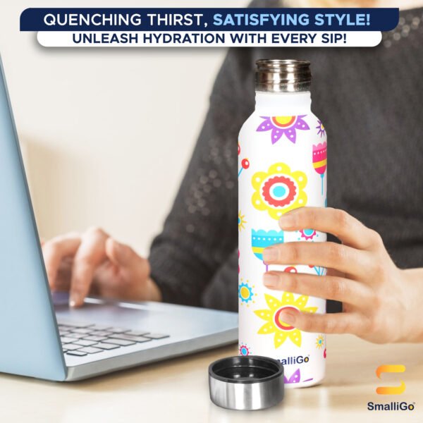 Rangoli Doodle - UV and 3D Designed Stainless Steel Water Bottle - Image 2