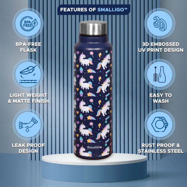Unicorn Doodle - UV and 3D Designed Stainless Steel Water Bottle - Image 3